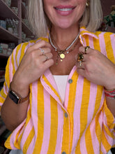 Lade das Bild in den Galerie-Viewer, Musselinbluse Pink &amp; Yellow Stripes
